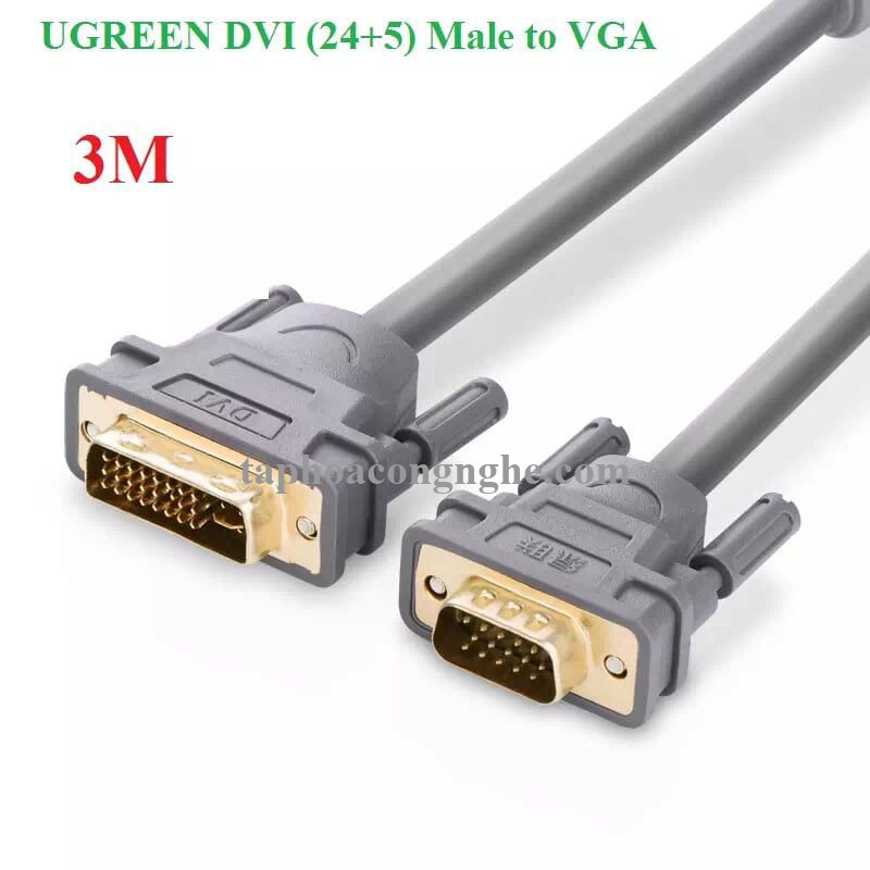 Ugreen 11661 3M màu Xám Cáp chuyển đổi DVI 24 + 5 sang VGA DV104 30011661